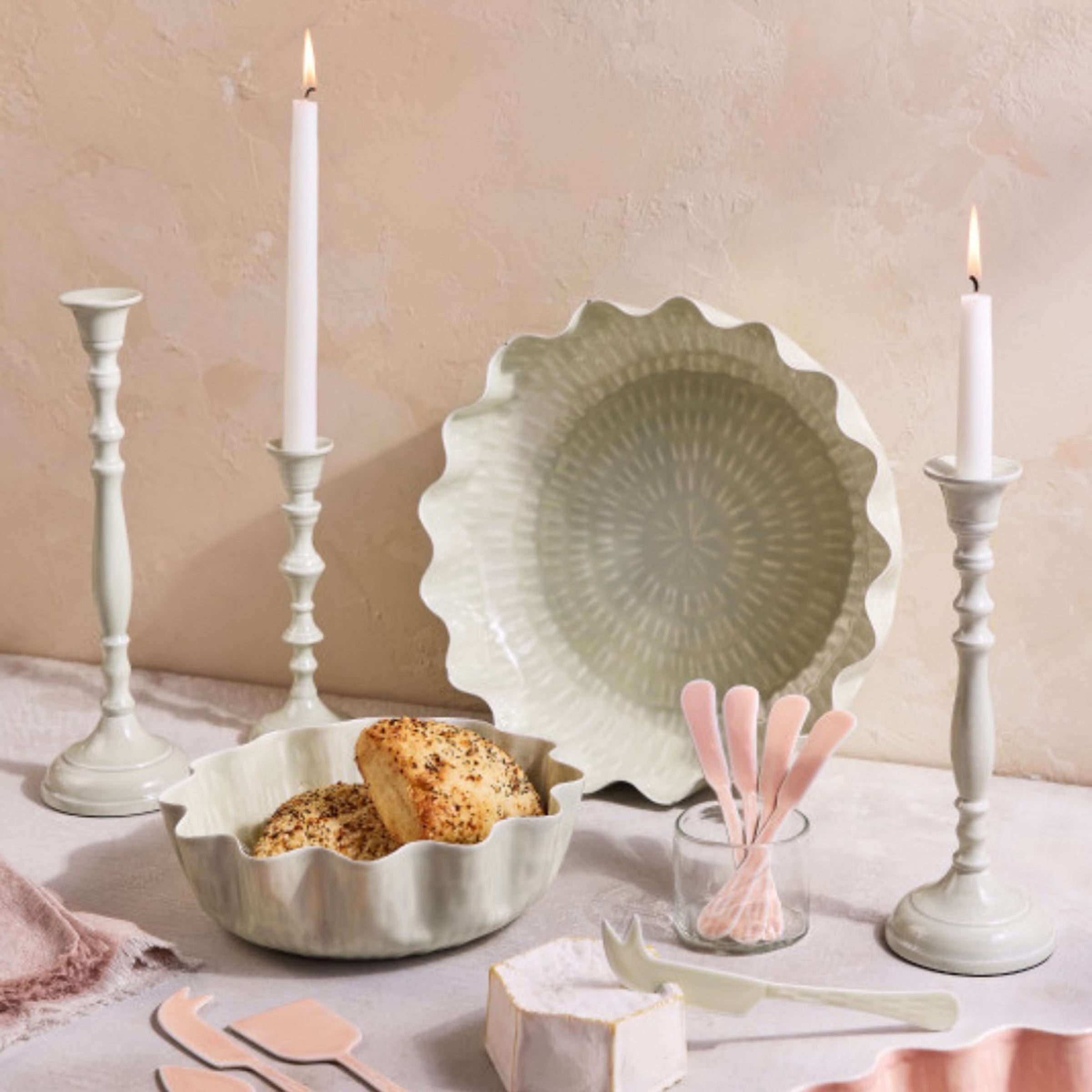 Nera Light Green Candle Holder, Small